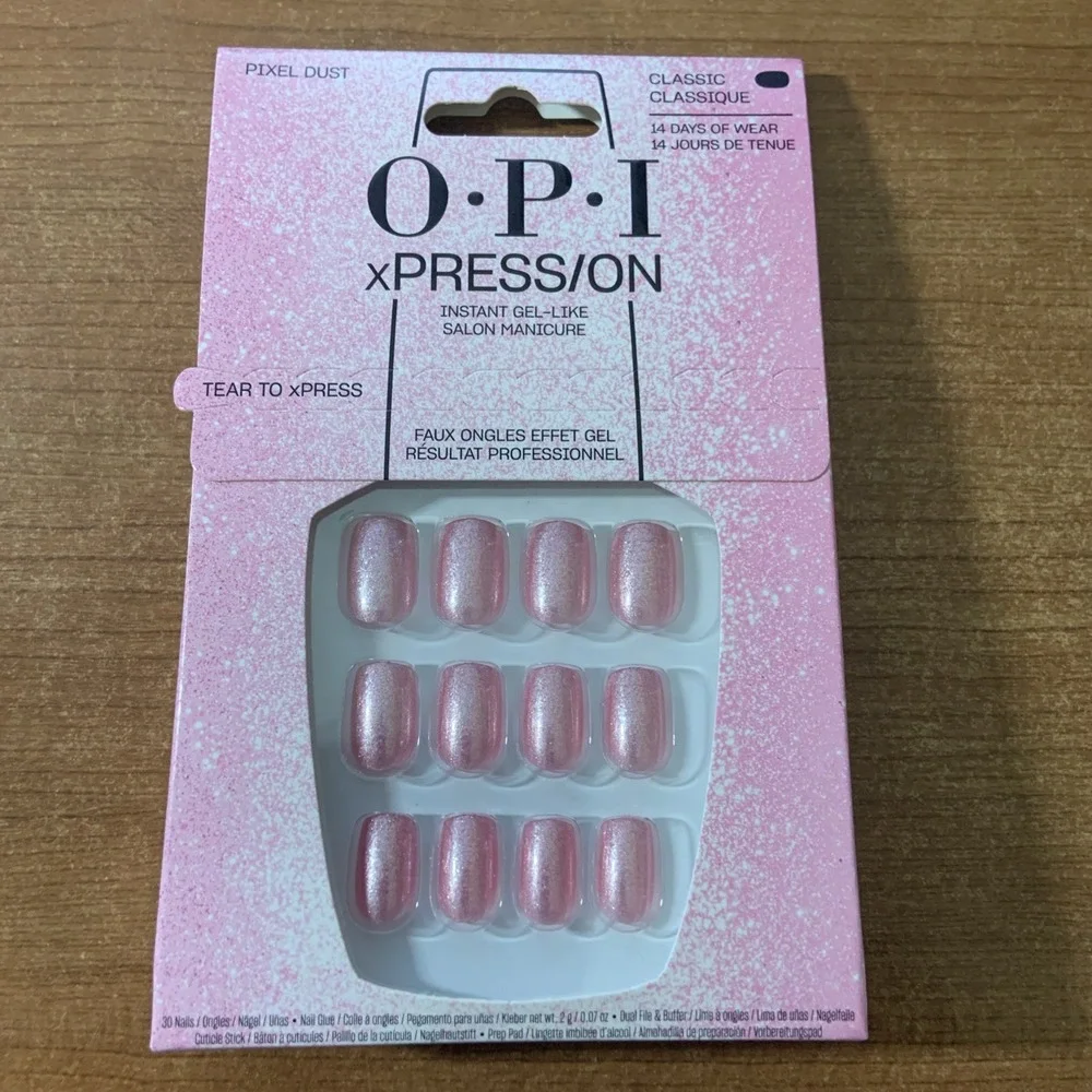 OPI xPRESS/ON Press-On Nails Pixel Dust Pink Short Classic New